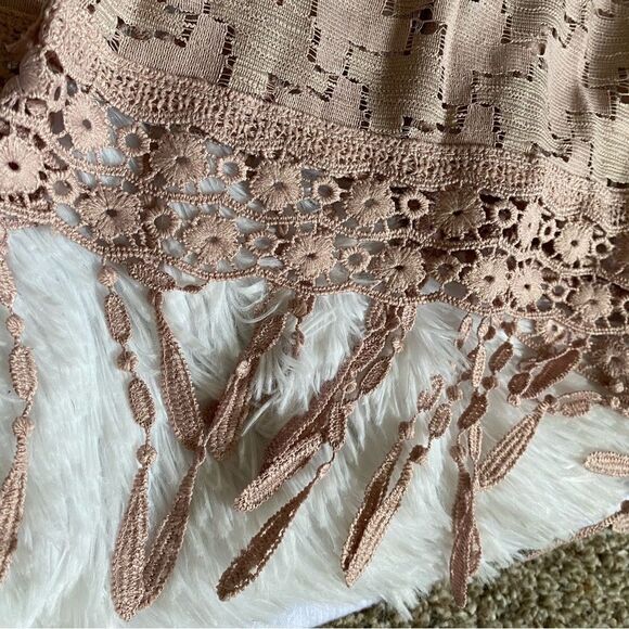 Ellen Tracy Lace Fringe Pink Kimono NEW One Size - Picture 4 of 8